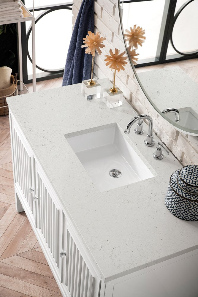 James Martin - Athens 48" Single Vanity, Glossy White w/ 3 CM Lime Delight Silestone Top - E645-V48-GW-3LDL view 6