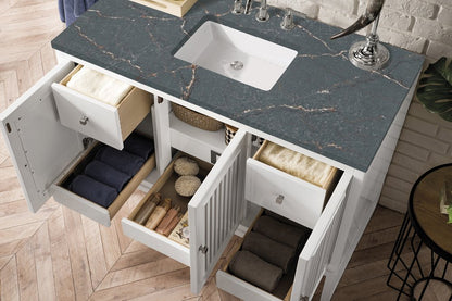 James Martin - Athens 48" Single Vanity, Glossy White w/ 3 CM Parisien Bleu Silestone Top - E645-V48-GW-3PBL view 5