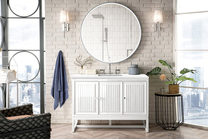 James Martin - Athens 48" Single Vanity, Glossy White w/ 3 CM White Zeus Silestone Top - E645-V48-GW-3WZ view 3