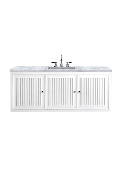 James Martin - Athens 60" Single Vanity, Glossy White w/ 3 CM Carrara White Top - E645-V60S-GW-3CAR view 2