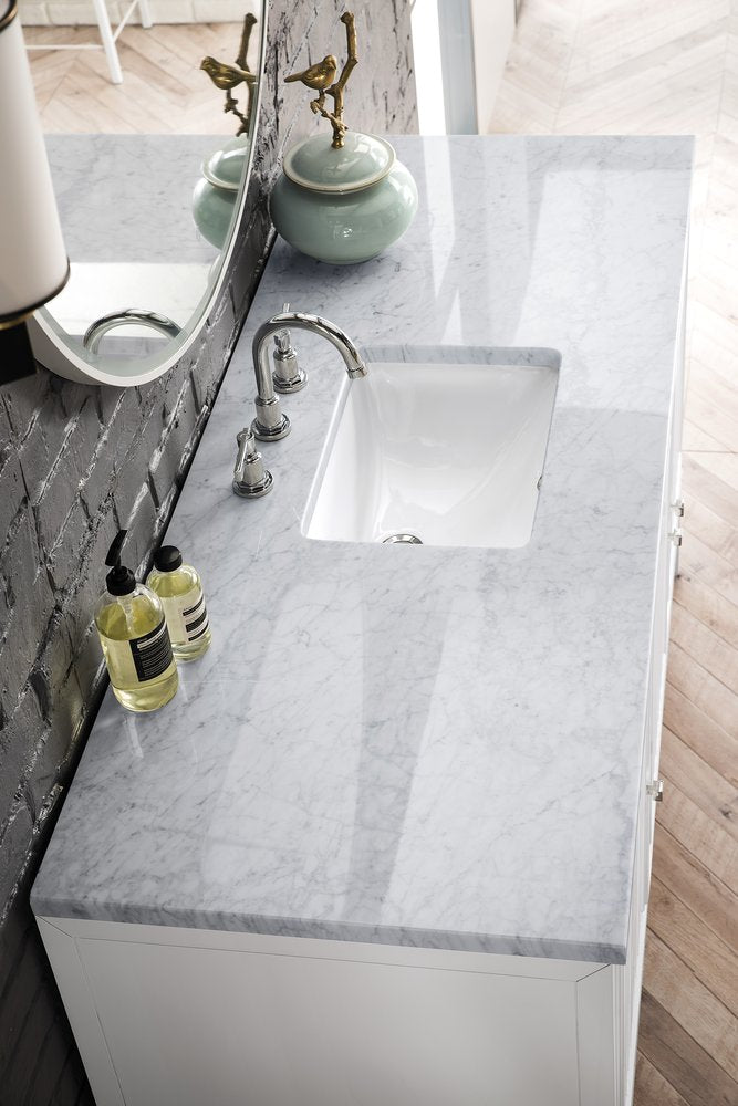 James Martin - Athens 60" Single Vanity, Glossy White w/ 3 CM Carrara White Top - E645-V60S-GW-3CAR view 4