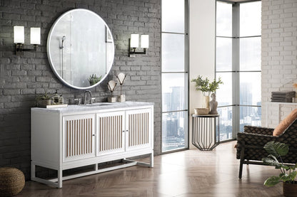 James Martin - Athens 60" Single Vanity, Glossy White w/ 3 CM Carrara White Top - E645-V60S-GW-3CAR view 5