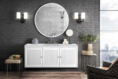 James Martin - Athens 60" Single Vanity, Glossy White w/ 3 CM Carrara White Top - E645-V60S-GW-3CAR view 7