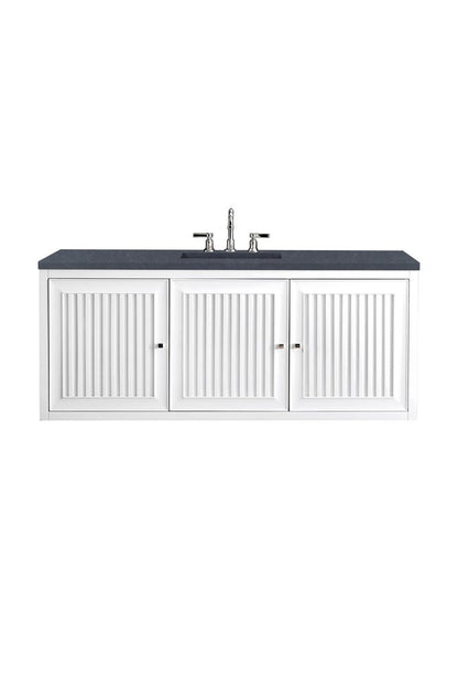 James Martin - Athens 60" Single Vanity, Glossy White w/ 3 CM Charcoal Soapstone Silestone Top - E645-V60S-GW-3CSP view 2