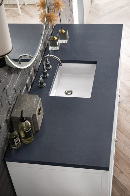 James Martin - Athens 60" Single Vanity, Glossy White w/ 3 CM Charcoal Soapstone Silestone Top - E645-V60S-GW-3CSP view 4