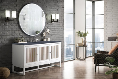James Martin - Athens 60" Single Vanity, Glossy White w/ 3 CM Charcoal Soapstone Silestone Top - E645-V60S-GW-3CSP view 5