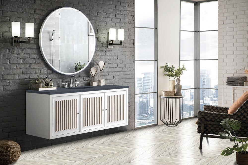 James Martin - Athens 60" Single Vanity, Glossy White w/ 3 CM Charcoal Soapstone Silestone Top - E645-V60S-GW-3CSP view 7