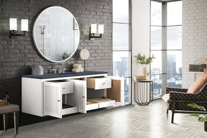 James Martin - Athens 60" Single Vanity, Glossy White w/ 3 CM Charcoal Soapstone Silestone Top - E645-V60S-GW-3CSP view 8