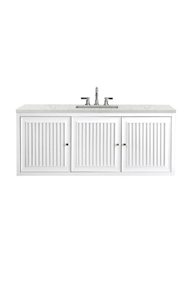 James Martin - Athens 60" Single Vanity, Glossy White w/ 3 CM Eternal Jasmine Pearl Silestone Top - E645-V60S-GW-3EJP view 2