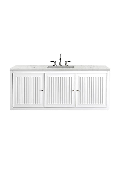 James Martin - Athens 60" Single Vanity, Glossy White w/ 3 CM Eternal Jasmine Pearl Silestone Top - E645-V60S-GW-3EJP view 2