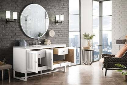 James Martin - Athens 60" Single Vanity, Glossy White w/ 3 CM Eternal Jasmine Pearl Silestone Top - E645-V60S-GW-3EJP view 6