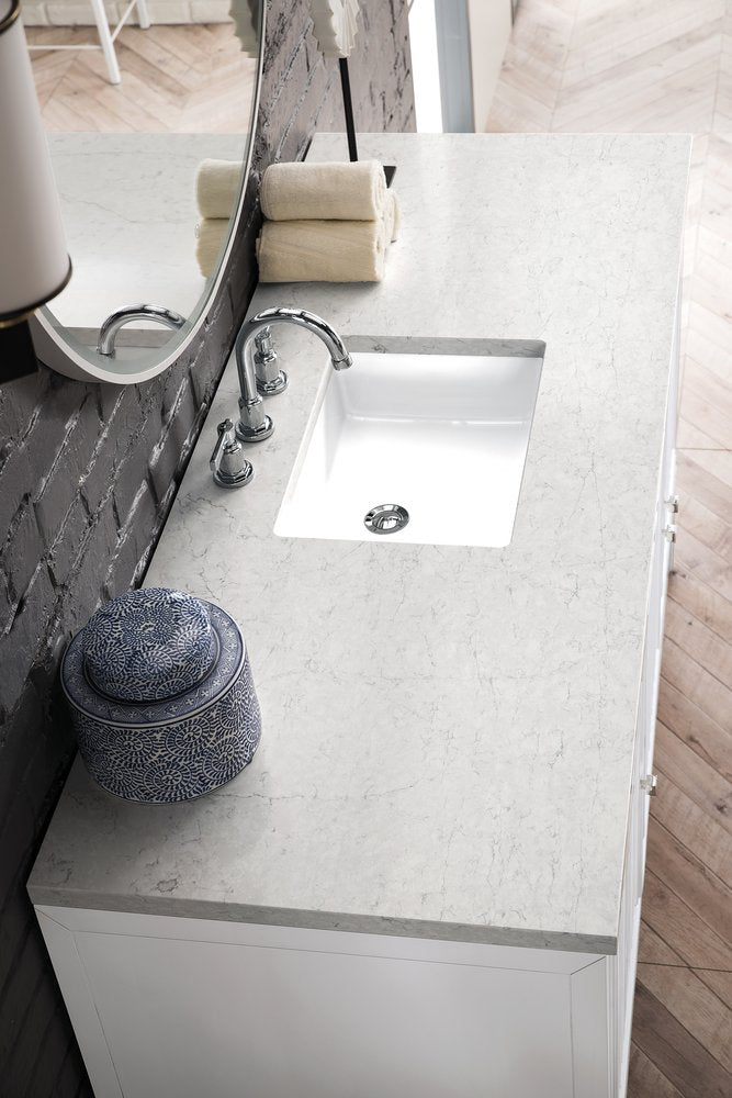 James Martin - Athens 60" Single Vanity, Glossy White w/ 3 CM Eternal Jasmine Pearl Silestone Top - E645-V60S-GW-3EJP view 8