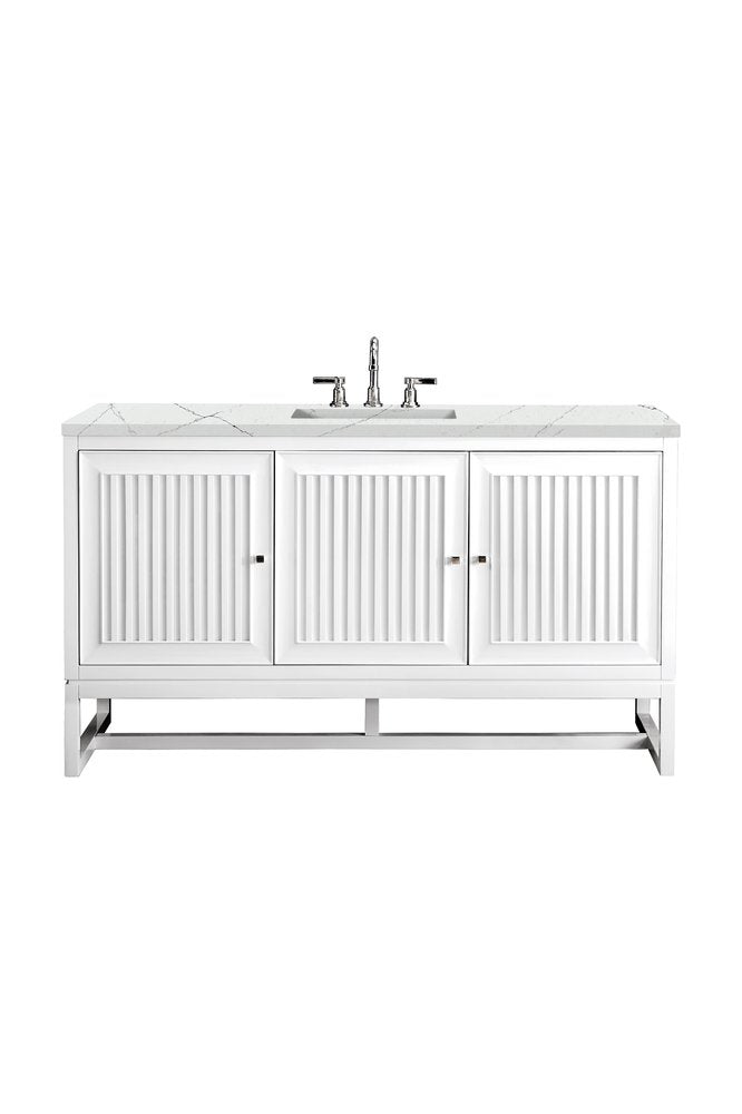 James Martin - Athens 60" Single Vanity, Glossy White w/ 3 CM Ethereal Noctis Top - E645-V60S-GW-3ENC view 1