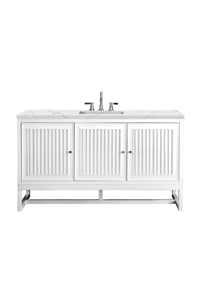 James Martin - Athens 60" Single Vanity, Glossy White w/ 3 CM Ethereal Noctis Top - E645-V60S-GW-3ENC view 1