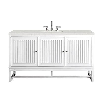 James Martin - Athens 60" Single Vanity, Glossy White w/ 3 CM Lime Delight Silestone Top - E645-V60S-GW-3LDL view 1