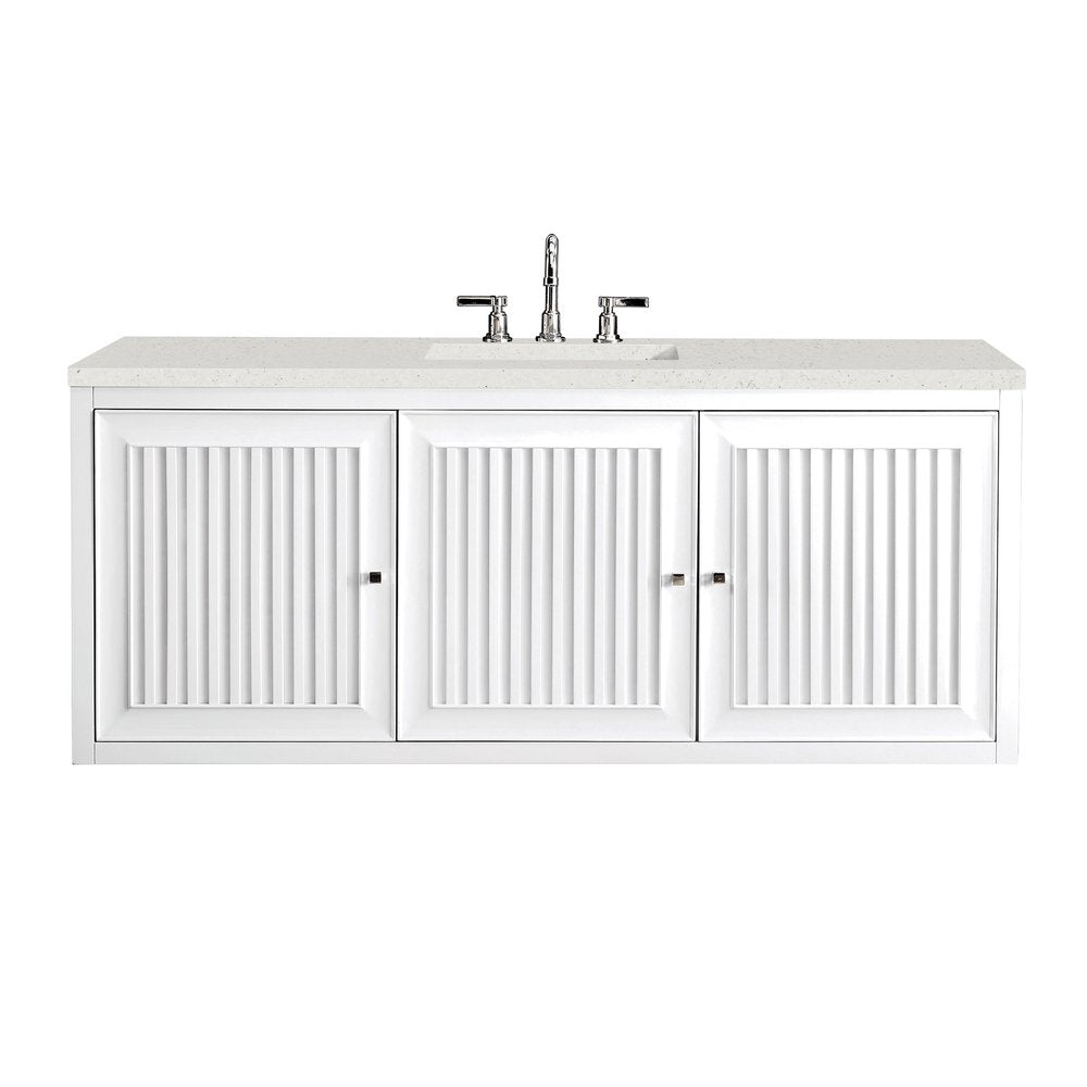 James Martin - Athens 60" Single Vanity, Glossy White w/ 3 CM Lime Delight Silestone Top - E645-V60S-GW-3LDL view 2