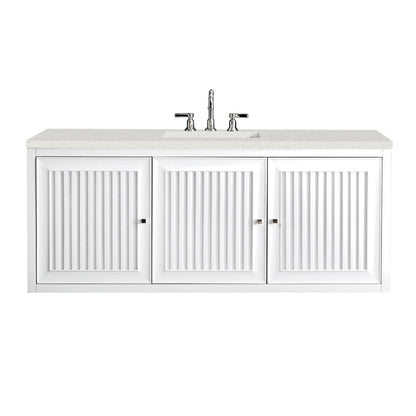 James Martin - Athens 60" Single Vanity, Glossy White w/ 3 CM Lime Delight Silestone Top - E645-V60S-GW-3LDL view 2