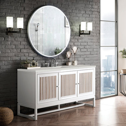 James Martin - Athens 60" Single Vanity, Glossy White w/ 3 CM Lime Delight Silestone Top - E645-V60S-GW-3LDL view 4