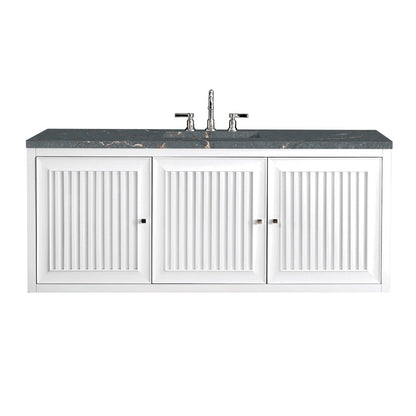James Martin - Athens 60" Single Vanity, Glossy White w/ 3 CM Parisien Bleu Silestone Top - E645-V60S-GW-3PBL view 2