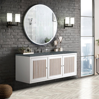 James Martin - Athens 60" Single Vanity, Glossy White w/ 3 CM Parisien Bleu Silestone Top - E645-V60S-GW-3PBL view 5