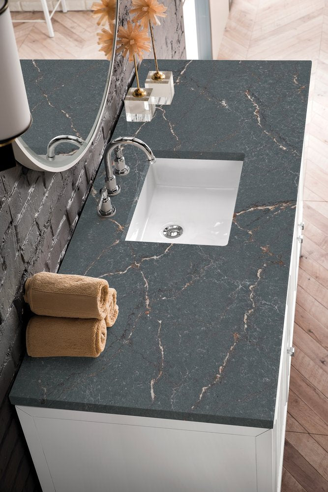 James Martin - Athens 60" Single Vanity, Glossy White w/ 3 CM Parisien Bleu Silestone Top - E645-V60S-GW-3PBL view 8