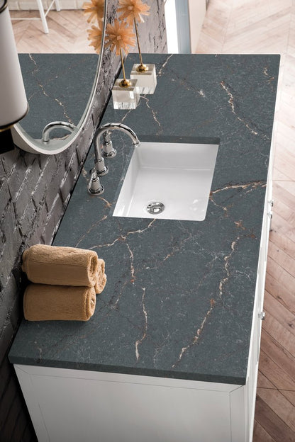 James Martin - Athens 60" Single Vanity, Glossy White w/ 3 CM Parisien Bleu Silestone Top - E645-V60S-GW-3PBL view 8