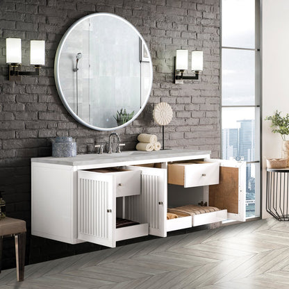 James Martin - Athens 60" Single Vanity, Glossy White w/ 3 CM Victorian Silver Silestone Top - E645-V60S-GW-3VSL view 7