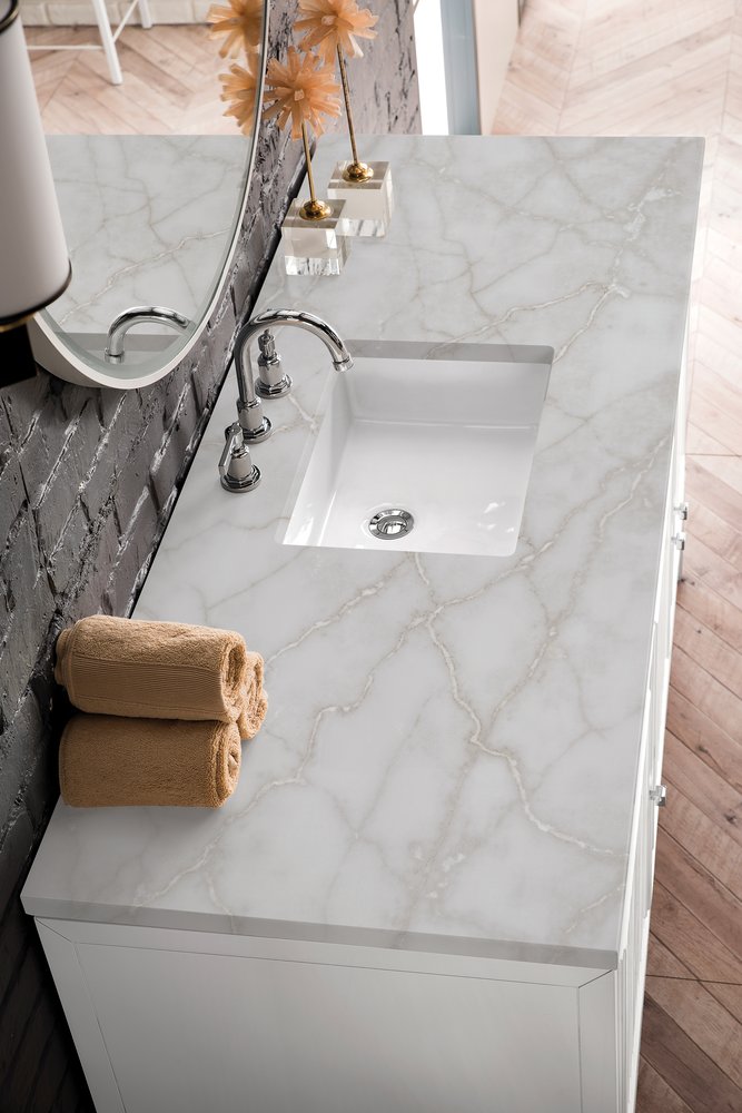 James Martin - Athens 60" Single Vanity, Glossy White w/ 3 CM Victorian Silver Silestone Top - E645-V60S-GW-3VSL view 8