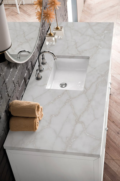 James Martin - Athens 60" Single Vanity, Glossy White w/ 3 CM Victorian Silver Silestone Top - E645-V60S-GW-3VSL view 8