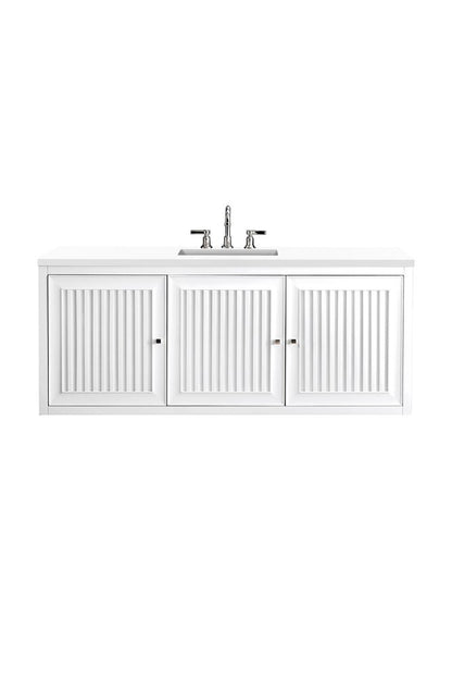 James Martin - Athens 60" Single Vanity, Glossy White w/ 3 CM White Zeus Silestone Top - E645-V60S-GW-3WZ view 2