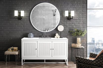 James Martin - Athens 60" Single Vanity, Glossy White w/ 3 CM White Zeus Silestone Top - E645-V60S-GW-3WZ view 3