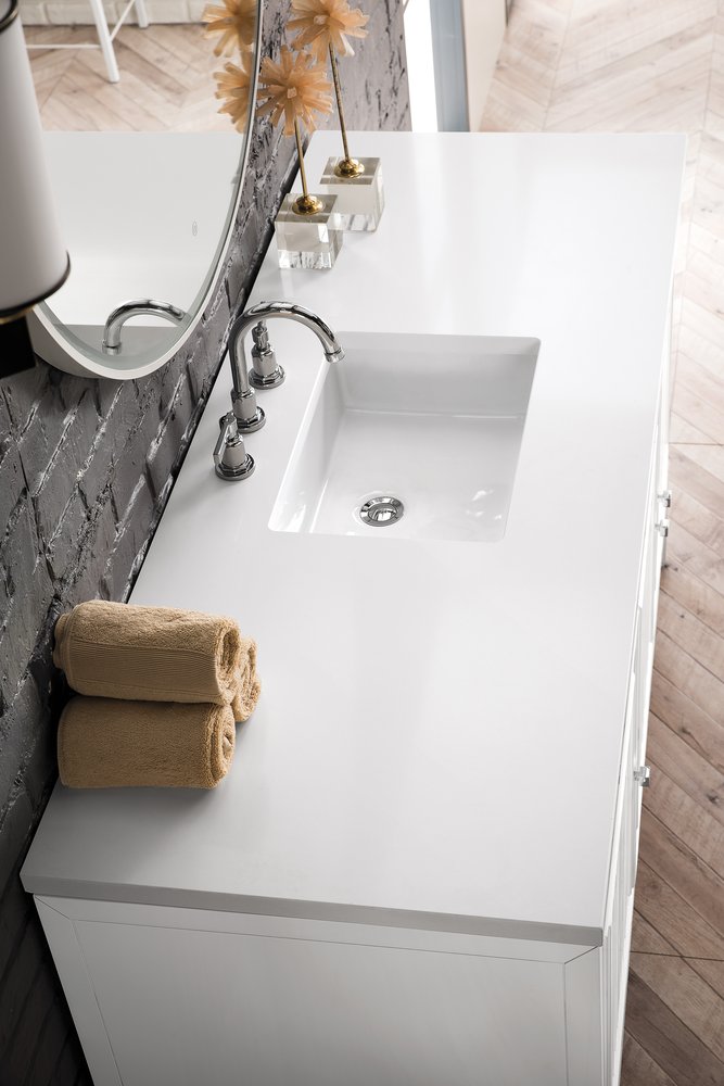 James Martin - Athens 60" Single Vanity, Glossy White w/ 3 CM White Zeus Silestone Top - E645-V60S-GW-3WZ view 4