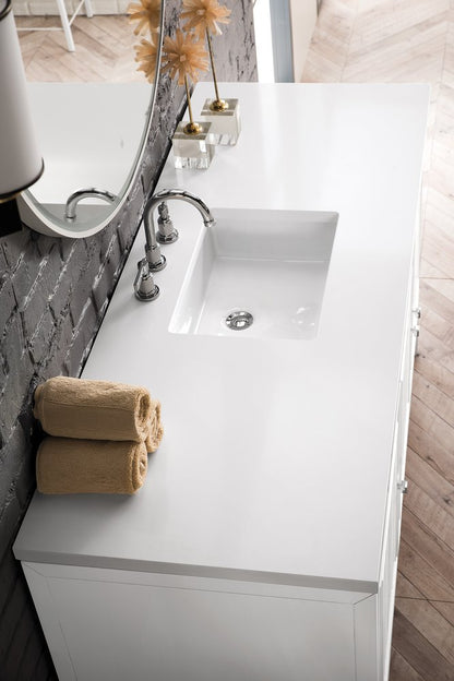 James Martin - Athens 60" Single Vanity, Glossy White w/ 3 CM White Zeus Silestone Top - E645-V60S-GW-3WZ view 4