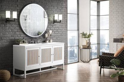 James Martin - Athens 60" Single Vanity, Glossy White w/ 3 CM White Zeus Silestone Top - E645-V60S-GW-3WZ view 5