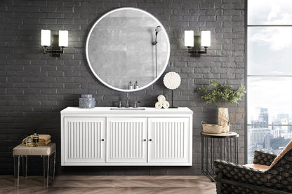 James Martin - Athens 60" Single Vanity, Glossy White w/ 3 CM White Zeus Silestone Top - E645-V60S-GW-3WZ view 7