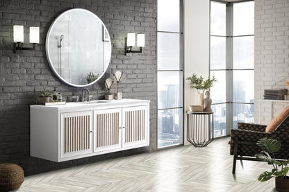 James Martin - Athens 60" Single Vanity, Glossy White w/ 3 CM White Zeus Silestone Top - E645-V60S-GW-3WZ view 8