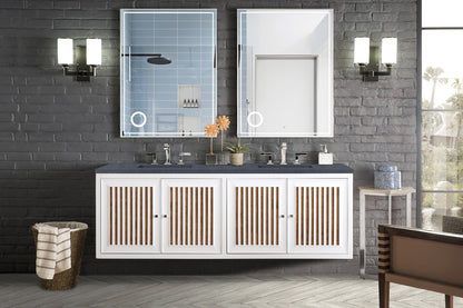 James Martin - Athens 72" Double Vanity, Glossy White w/ 3 CM Charcoal Soapstone Silestone Top - E645-V72-GW-3CSP view 7