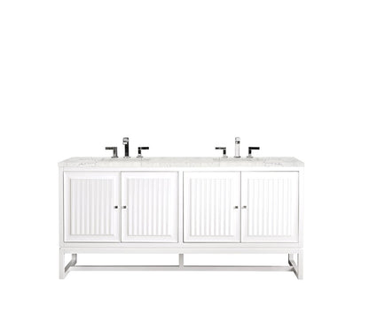 James Martin - Athens 72" Double Vanity, Glossy White w/ 3 CM Eternal Jasmine Pearl Silestone Top - E645-V72-GW-3EJP view 1