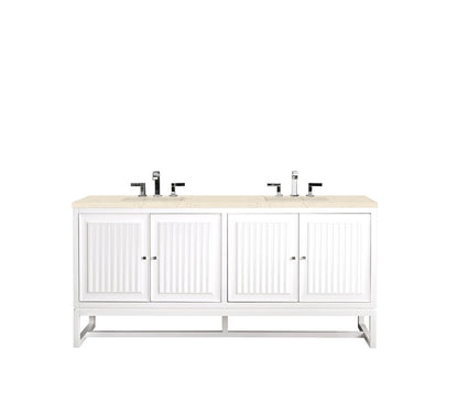 James Martin - Athens 72" Double Vanity, Glossy White w/ 3 CM Eternal Marfil Top - E645-V72-GW-3EMR view 1