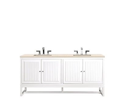 James Martin - Athens 72" Double Vanity, Glossy White w/ 3 CM Eternal Marfil Top - E645-V72-GW-3EMR view 2