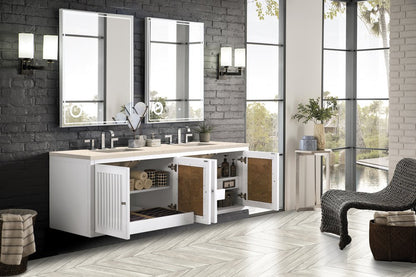 James Martin - Athens 72" Double Vanity, Glossy White w/ 3 CM Eternal Marfil Top - E645-V72-GW-3EMR view 9