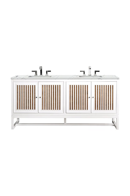 James Martin - Athens 72" Double Vanity, Glossy White w/ 3 CM Ethereal Noctis Top - E645-V72-GW-3ENC view 1