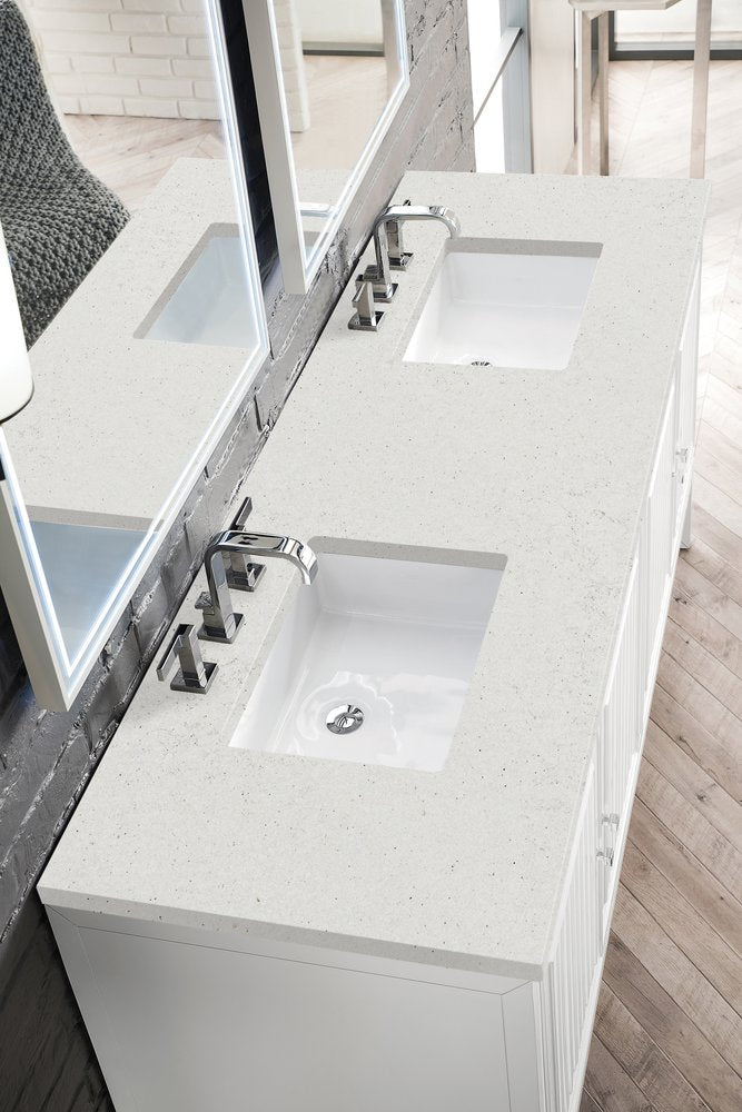 James Martin - Athens 72" Double Vanity, Glossy White w/ 3 CM Lime Delight Silestone Top - E645-V72-GW-3LDL view 7