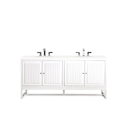 James Martin - Athens 72" Double Vanity, Glossy White w/ 3 CM White Zeus Silestone Top - E645-V72-GW-3WZ view 1