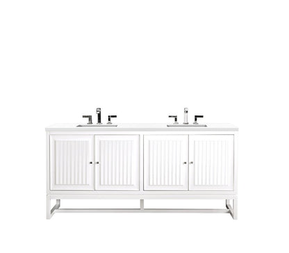 James Martin - Athens 72" Double Vanity, Glossy White w/ 3 CM White Zeus Silestone Top - E645-V72-GW-3WZ view 2