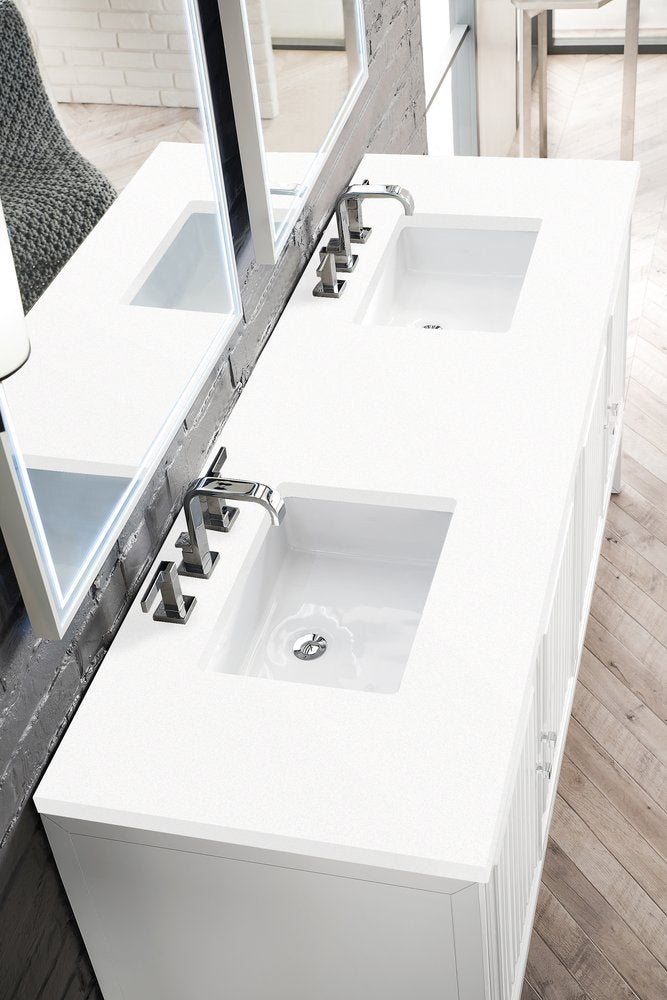 James Martin - Athens 72" Double Vanity, Glossy White w/ 3 CM White Zeus Silestone Top - E645-V72-GW-3WZ view 4