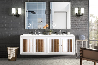 James Martin - Athens 72" Double Vanity, Glossy White w/ 3 CM White Zeus Silestone Top - E645-V72-GW-3WZ view 7