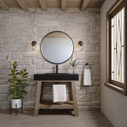 James Martin - Auburn 36" Single Sink Console, Weathered Timber w/ Black Matte Mineral Composite Stone Top - 165-V36-WTB-BM view 4