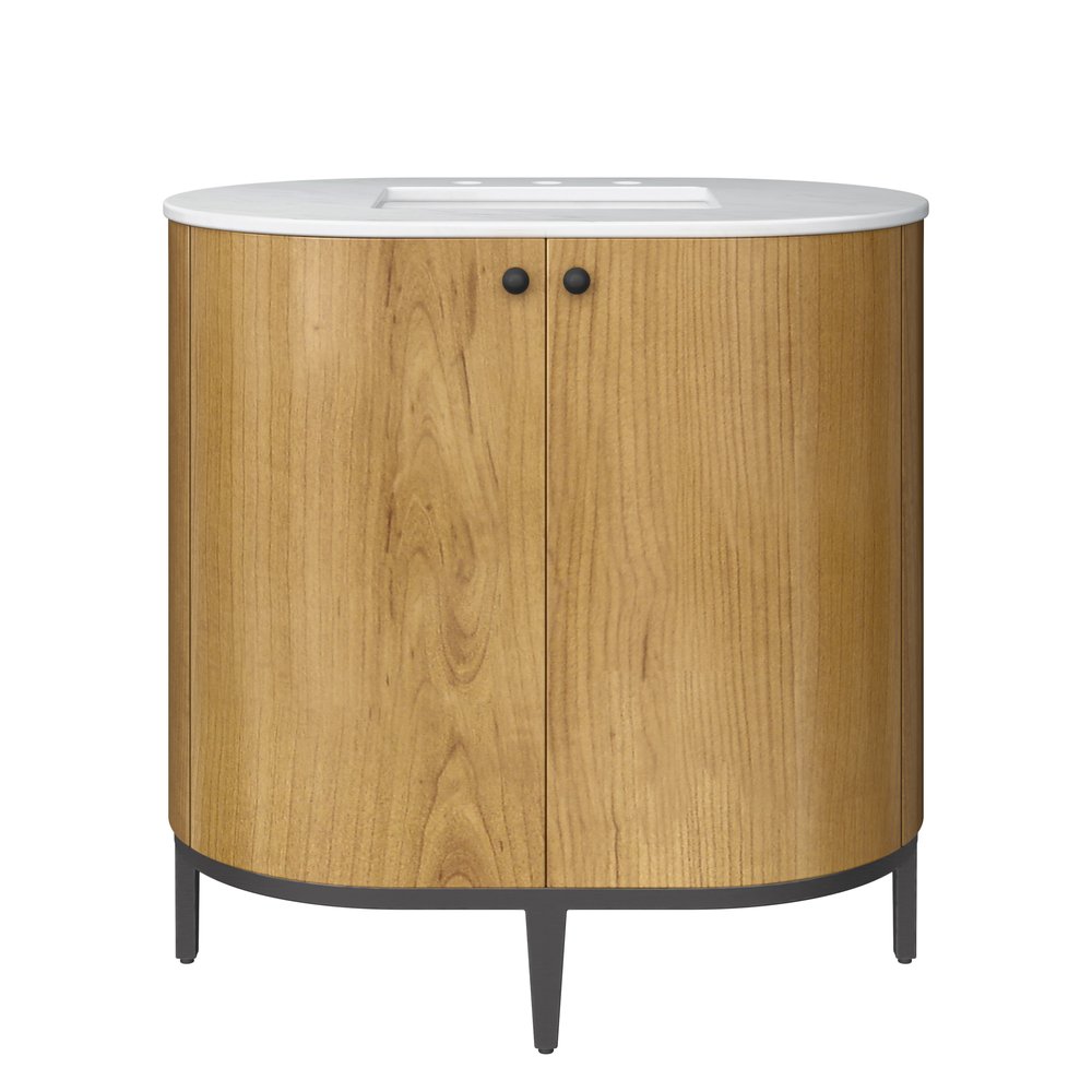 James Martin - Bellamy 36" Single Vanity, Rustic Oak w/ Carrara Marble Top - D300-V36-RSO-CAR view 2