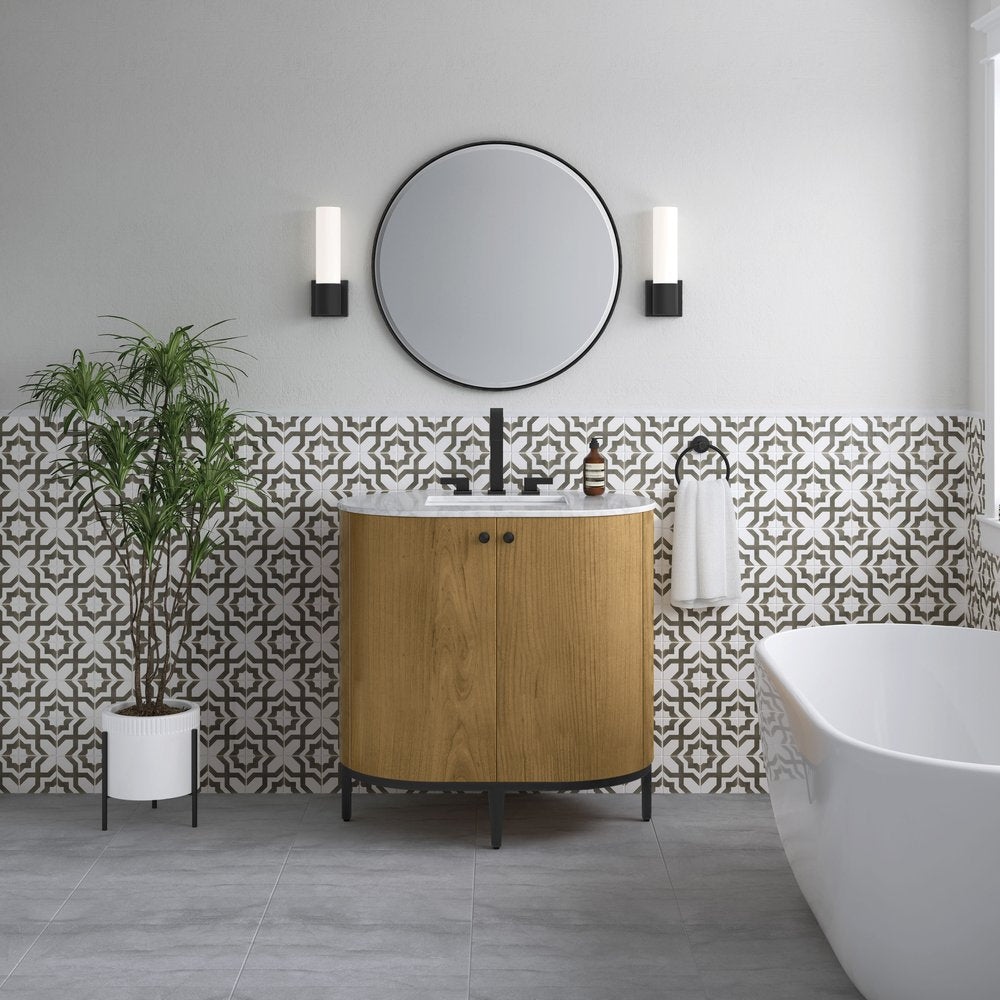 James Martin - Bellamy 36" Single Vanity, Rustic Oak w/ Carrara Marble Top - D300-V36-RSO-CAR view 3